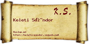 Keleti Sándor névjegykártya